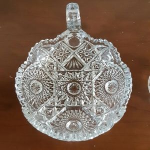 VINTAGE CUT GLASS CANDY DISH SAW TOOTH EDGE-PRETTY